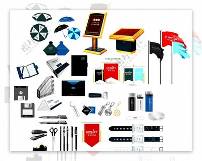 辦公用品與化妝品系列矢量素材 提升創意設計的雙翼